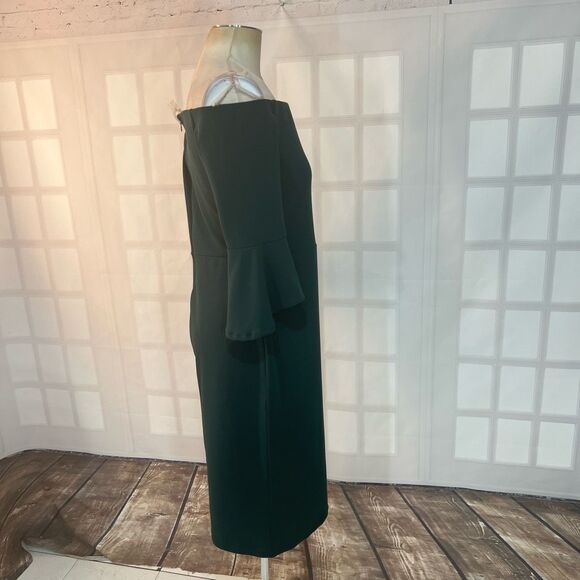 🔥🔥5 for $25🔥🔥H&M green off the shoulder bell sleeve cocktail party sheath dress - Picture 5 of 11